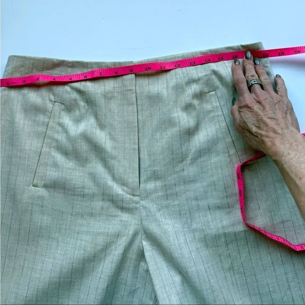 NWT Veronica Breard Jude stripe cotton blend pants in ivory with gold stripes Si - Picture 12 of 16